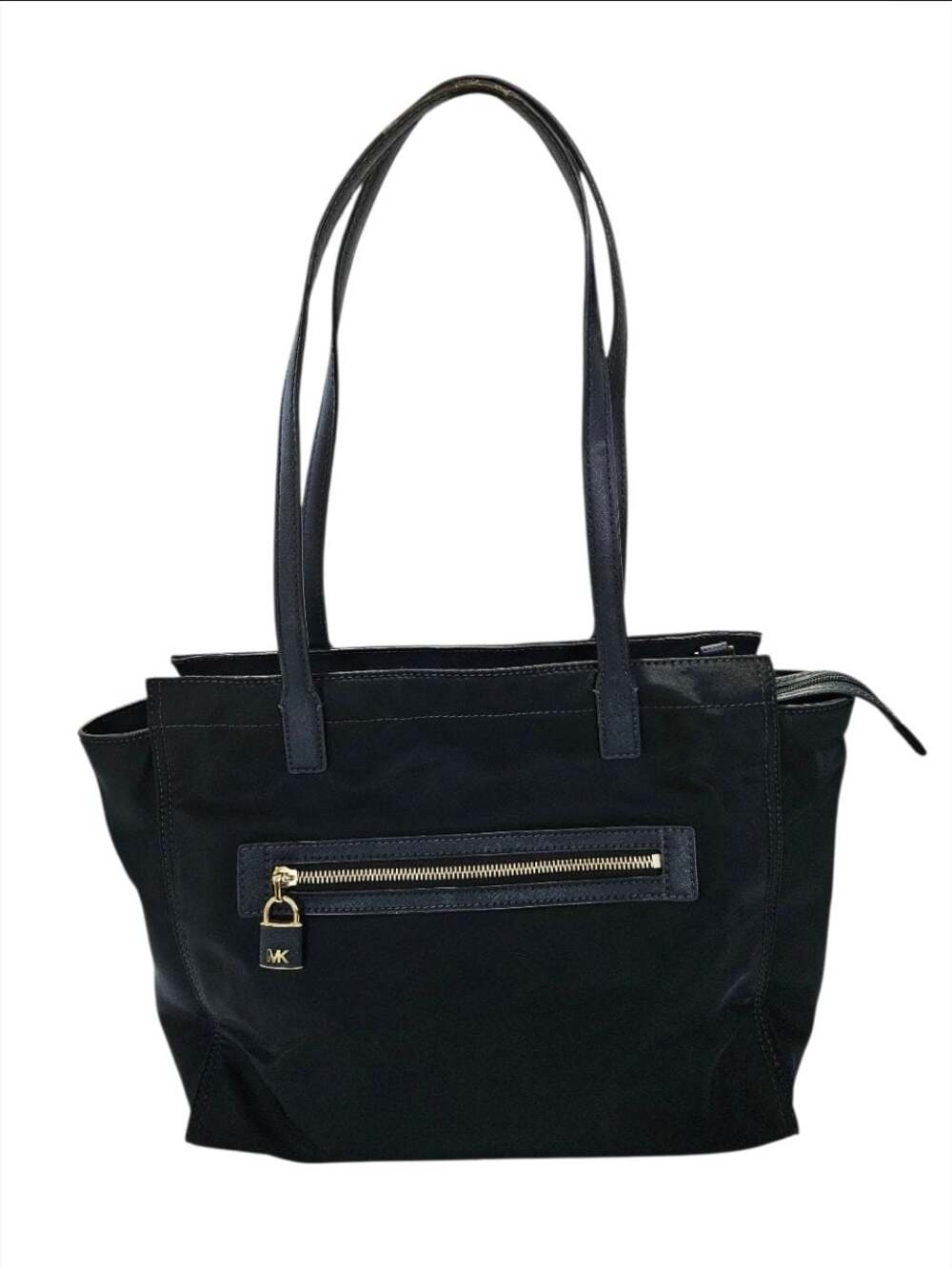 Michael Kors Blue Nylon Large Tote Handbag with Lock Charm